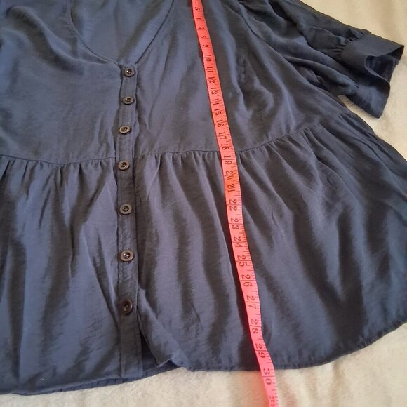 Madewell Women's Size 4X Navy Blue Drapeweave Puff Sleeve Peplum Top - Picture 13 of 13